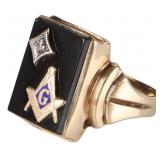 10K YELLOW GOLD GRANDMASTER MASON MENS RING