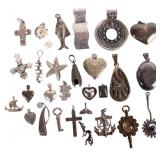 ASSORTED LOT OF 28 STERLING SILVER PENDANTS