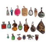 TWENTY ASSORTED SILVER GEMSTONE LADIES PENDANTS