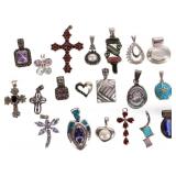 STERLING SILVER ASSORTED LADIES PENDANTS (20)