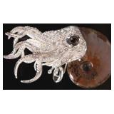 .999 FINE SILVER AMMONITE PENDANT W/GENUINE FOSSIL