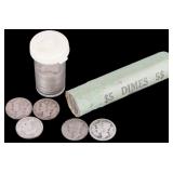 90% SILVER ASSORTED MERCURY/ ROOSEVELT DIMES -(70)