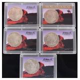 1921 P/D/S 90% SILVER MORGAN DOLLARS H.E. - (5)
