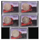 1921 P/D/S 90% SILVER MORGAN DOLLARS H.E. - (5)