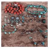 ASSORTED SOUTHWEST STERLING SILVER JEWELRY (24)