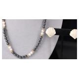 14K YELLOW GOLD SEASHELL/ PEARL LADIES JEWELRY SET