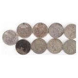 ASSORTED 90% SILVER LIBERTY PEACE DOLLARS - (9)
