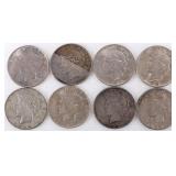 ASSORTED 90% SILVER LIBERTY PEACE DOLLARS - (8)