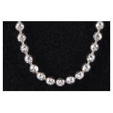 14K WHITE GOLD ETCHED BEADED NECKLACE