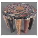 NUPE NIGERIAN 9-LEGGED WOODEN PAINTED STOOL EXOTIC