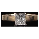 0.97CT PRINCESS DIAMOND 14K YELLOW GOLD LADYS RING