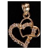 DAINTY 10K YELLOW GOLD DOUBLE OPEN HEART PENDANT