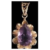 10K YELLOW GOLD LADIES PENDANT W/ 2CT AMETHYST