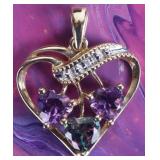 10K GOLD MYSTIC TOPAZ AMETHYST DIAMOND PENDANT