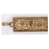 14K YELLOW GOLD $100 BILL PENDANT 10.50 GRAMS