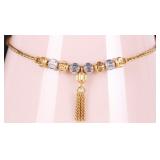 22K YELLOW GOLD LADIES BRACELET W/ BEADS & CHARM