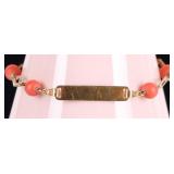 18K YELLOW GOLD LADIES BRACELET W/ CORAL BEADS