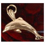 14K YELLOW GOLD LADIES PENDANT LEAPING DOLPHIN
