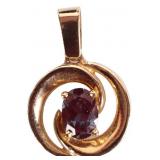 14K YELLOW GOLD LADIES PENDANT W/ BICOLOR SAPPHIRE