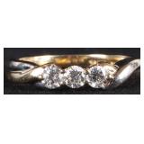 14K YELLOW GOLD YELLOW/WHITE GOLD RING W/ DIAMONDS