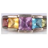 925 LADIES RING W/ TOPAZ CITRINE PERIDOT GRNT AMET