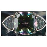 STERLING SILVER MYSTIC TOPAZ DRUZY QUARTZ RING