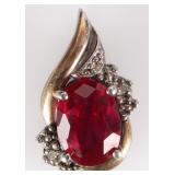 10K-PLATED STERLING SILVER LADIES PENDANT W RBY DI