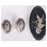 STERLING SILVER SIAM BROOCH & EARRING SET DAKINI