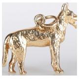 SOLID 14K YELLOW GOLD GERMAN SHEPARD  PENDANT