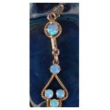 14K YELLOW GOLD LADIES PENDANT W/ OPAL STONES