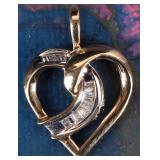 10K YELLOW GOLD DIAMOND LADIES HEART PENDANT