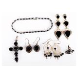STERLING ASSORTED LADIES BLACK ONYX JEWELRY (6)