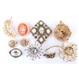 DESIGNER LADIES BROOCHES W/ TURQUOISE, CAMEO (10)