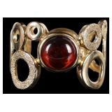 14K YELLOW GOLD LADIES RING W/ CABOCHON GARNET
