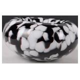 HEAVY BLACK & WHITE ART DECO ART GLASS BOWL