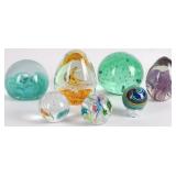 PAPERWEIGHTS SIGNED & UNSIGNED GLASS BLOWN (7)