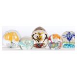 FLOWER PAPERWEIGHTS GLASS BLOWN ENCASED (5)