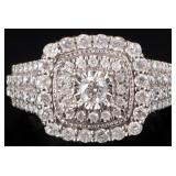 14K WHITE GOLD NATURAL DIAMOND CLUSTER LADIES RING