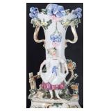 ANTIQUE GERMAN PORCELAIN FLOWER VASE W GIRL STATUE