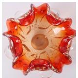 VINTAGE MURANO MIDCENTURY RUFFLED GLASS BOWL 7'