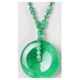 GREEN JADE DISK BEADED LADIES NECKLACE