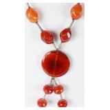 ORNATE TEAR & BARREL CARNELIAN LADIES NECKLACE