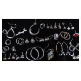 STERLING SILVER LADIES EARRINGS 15 PAIRS 11 SINGLE