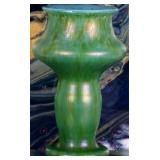 VINTAGE ART NOUVEAU IRIDESCENT GREEN GLASS VASE