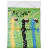 MARY L. PROCTOR 'FOR WE WALK BY FAITH' OIL ON TIN