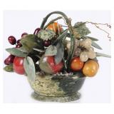 VINTAGE JADE CHINESE FRUIT BASKET GRAPES TOMATOES