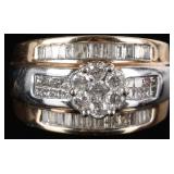 14K YELLOW/WHITE GOLD LADIES RING W/ DIAMONDS