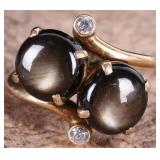18K YELLOW GOLD LADIES RING W/ SAPPHIRE & TOPAZ