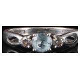 PETITE STELRING SILVER LADIES RING W/ TOPAZ & CZ