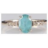 CHILDS STERLING SILVER LADIES RING W/ TOPAZ & DIAS